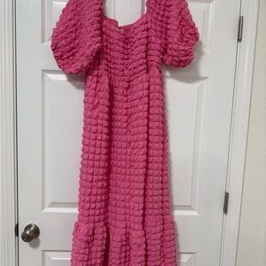 Simply Southern Pink Puff Sleeve Sundress